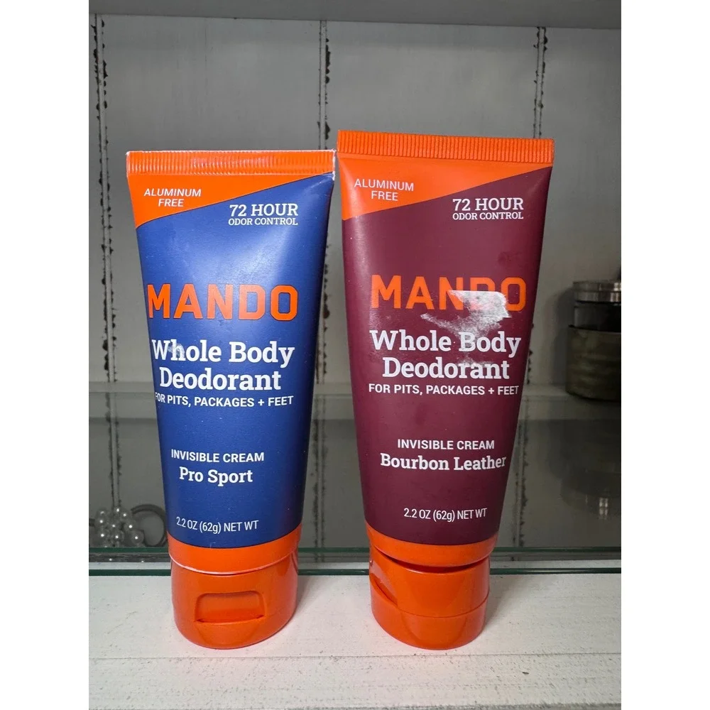 Mando Whole Body Deodorant Invisible Cream Pro Sport Bourbon Leather 2.2oz 2 Pk